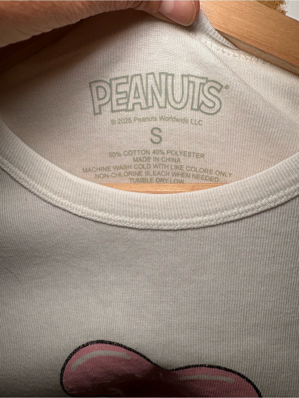 Peanuts Snoopy Heart Balloon Long Sleeve Crop Tee | Cute Graphic Top - Picture 3 of 8
